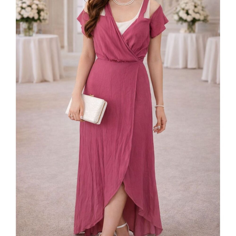 Reformation V-Neck Cold Shoulder Wrap Dress - Size 6